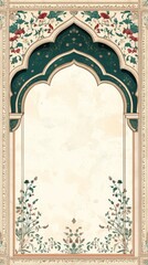 Traditional Mughal Wedding Card Design, Invitation template