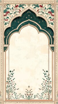 Traditional Mughal Wedding Card Design, Invitation template