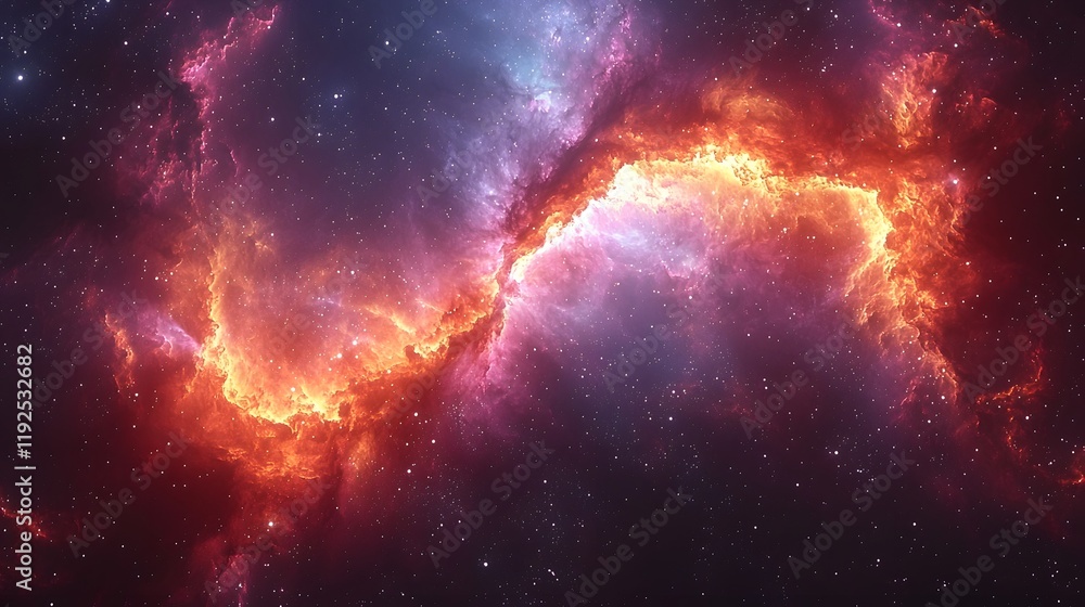 Canvas Prints glowing cosmic nebula forming a luminous bridge between star clusters