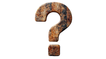 Rustic Wooden Question Mark Symbol FAQ Concept Inquiry Sign Brown Wood Texture
