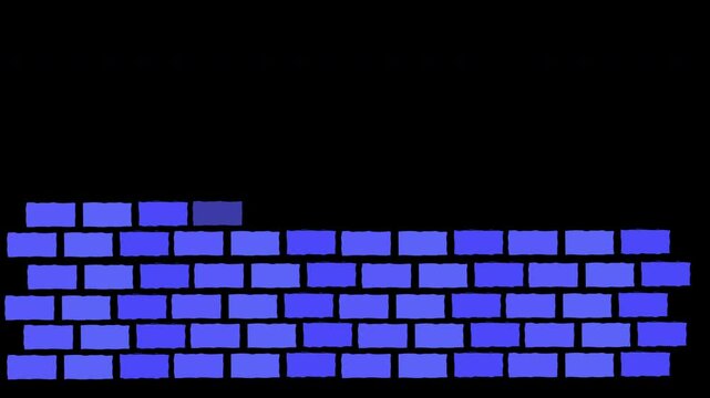 Brick wall construction. Bricks installing, building wall. Concept of construction, protection, craftsmanship and module structure.