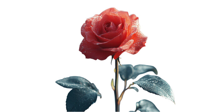 Dewdrops on a Red Rose Romantic Flower Bloom Nature Photography - Powered by Adobe