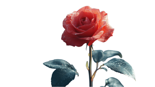 Dewdrops on a Red Rose Romantic Flower Bloom Nature Photography - Powered by Adobe