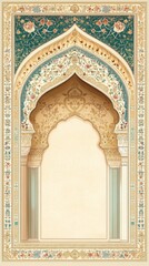 Obraz premium Traditional Mughal Wedding Card Design, Invitation template