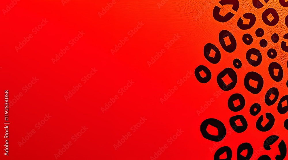 Poster vibrant red abstract background with black circle and diamond pattern design