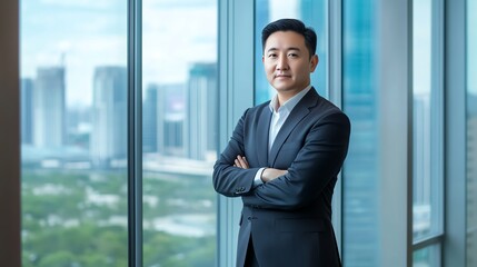 Fototapeta premium Confident businessman in a modern office.