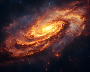 Fototapeta premium Captivating Galaxy Shaped Nebula with Vibrant Cosmic Tendrils Spiraling Outward against Starry Nightscape