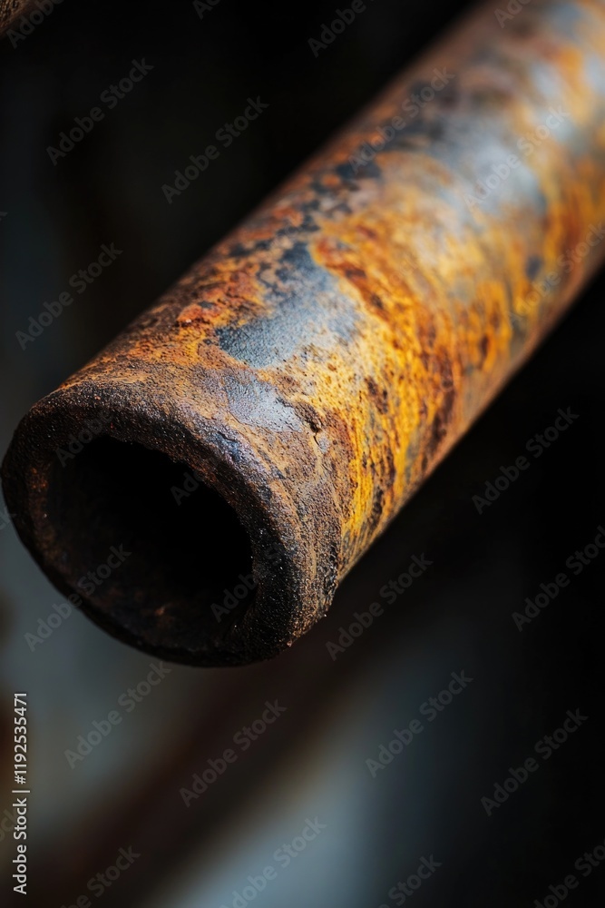Poster A rusty old pipe with a hole in it, could be used as a decoration or as part of a DIY project