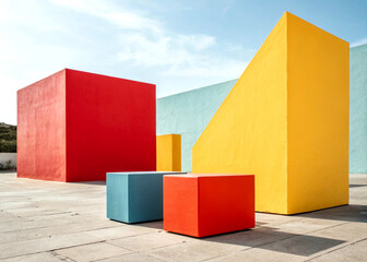 Bold shapes vivid colors minimalist abstract compositions