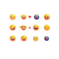 Emojis representing various emotions such as happiness, sadness, and love create vibrant expression of feelings. These symbols can enhance communication in digital conversations