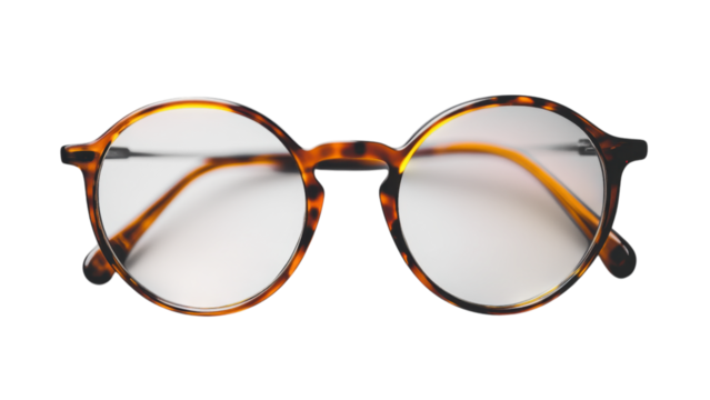 Stylish Round Eyeglasses Brown Tortoise Frame Clear Lenses Fashion Accessory