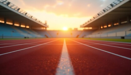 Empty running track during sunset or sunrise