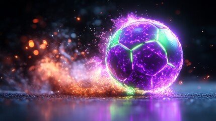 Glowing Soccer Ball with Fiery Trail Sparks