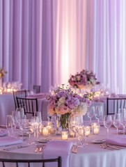 Elegant Lavender Wedding Reception Table Setting