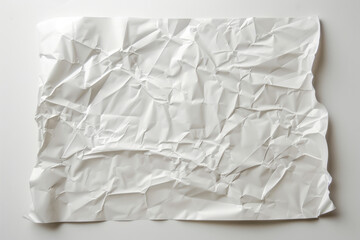 close up horizontal image of a white blank wrinkled paper sheet, mockup space