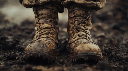 Muddy combat boots, battlefield, war, conflict