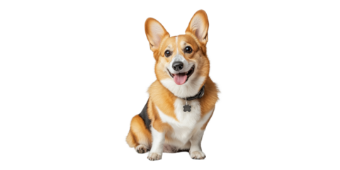 happy corgi dog sitting with playful expression