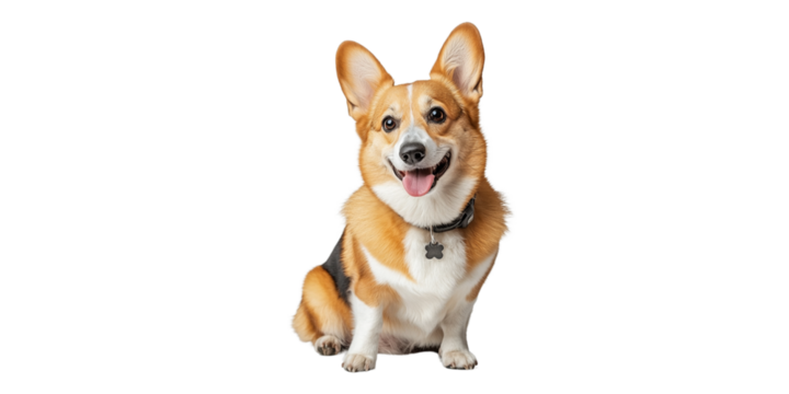 happy corgi dog sitting with playful expression