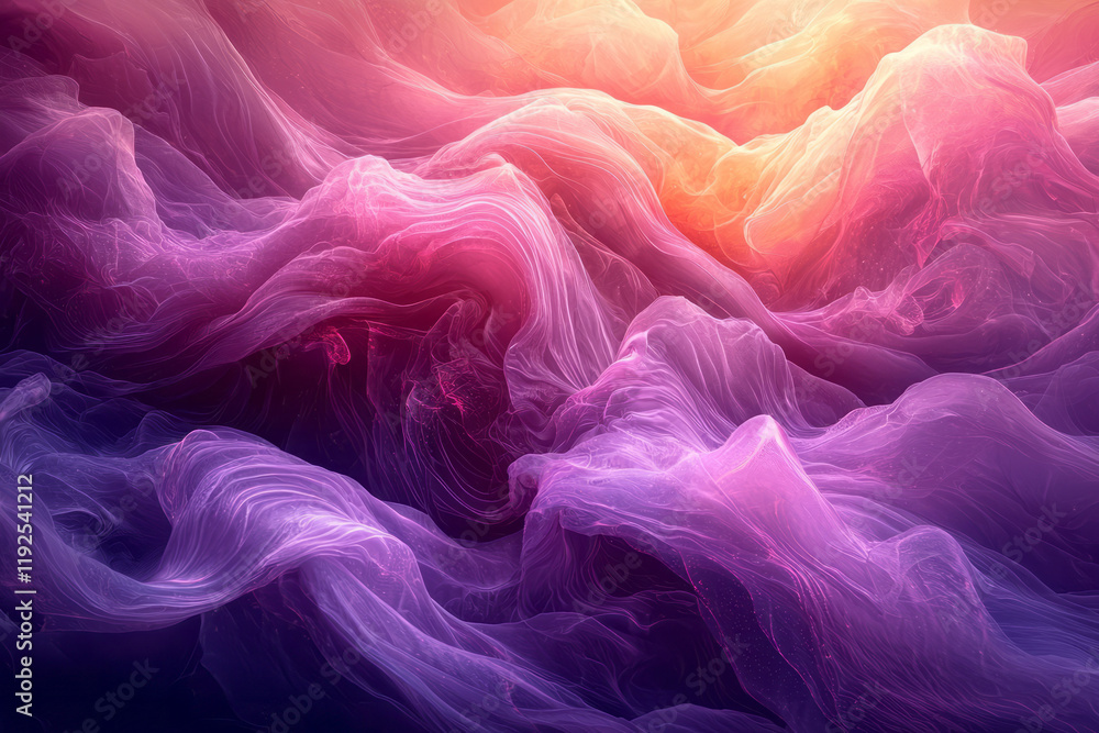 Poster a vortex of translucent rose-hued sheets, accented by subtle purple highlights drifting through infi