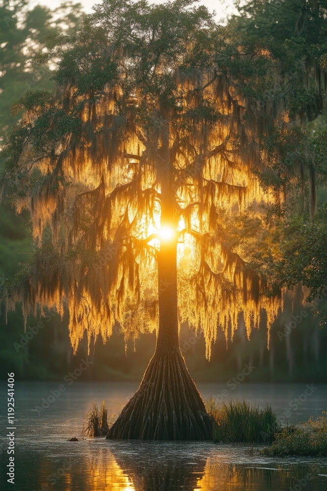Poster A tree trunk partially or fully submerged in water