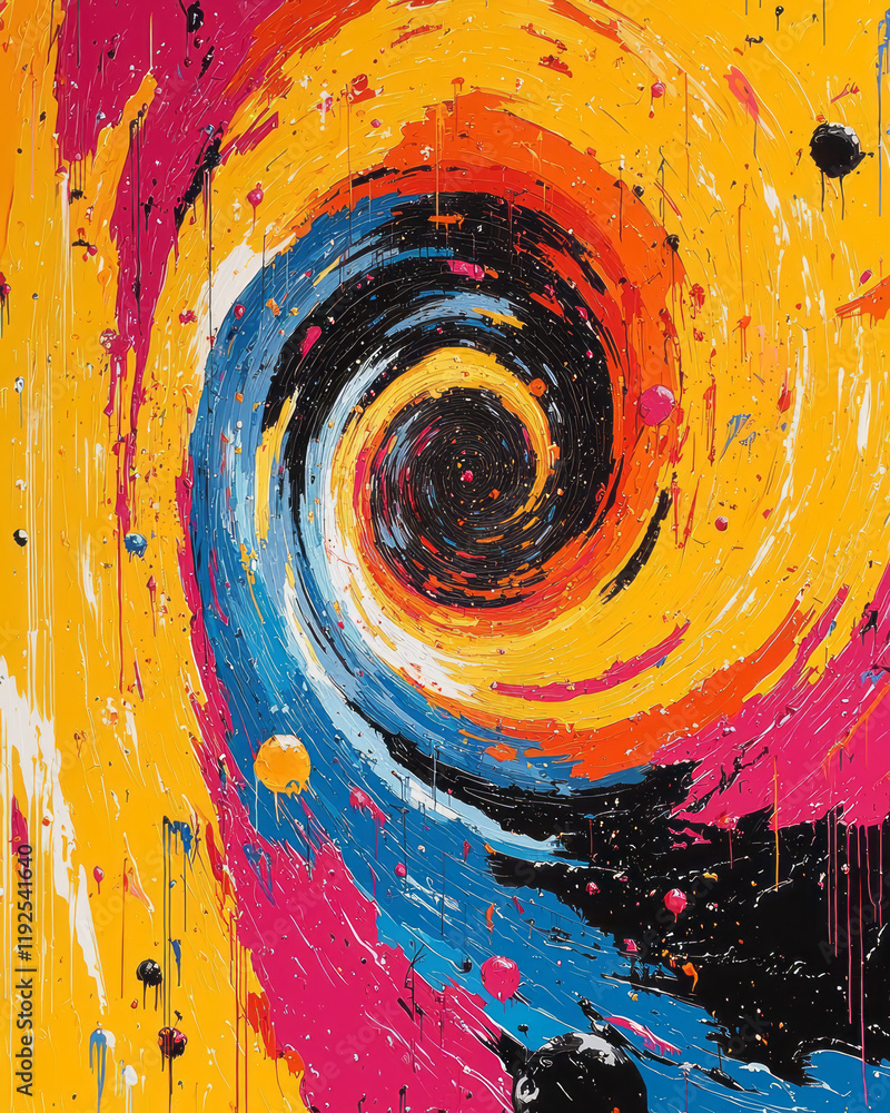 Leinwandbilder a swirling mass of zigzag canary strokes, each line intersecting multiple others in a chaotic yet me