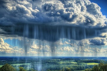 A large cloud hovering above a lush green valley