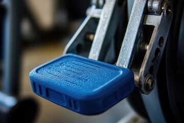 A close-up view of a blue seat on a bike, suitable for use in lifestyle or travel photography