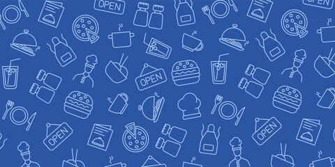 Blue restaurant icon background.
