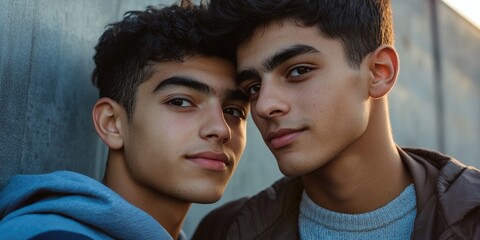 Young men standing side by side, possibly in an outdoor setting or during a social event