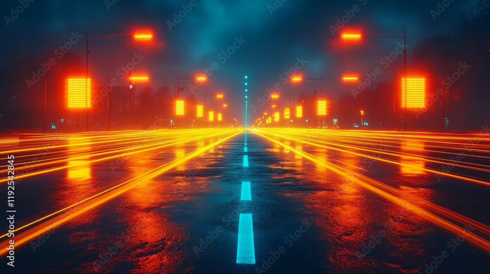 Aufkleber a sparse network of crisscrossing neon-blue lines, each intersection marked by a brilliant lemon-yel