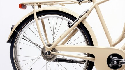 Close-up shot of a bicycle on a white background, great for editorial or commercial use