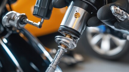 A close-up view of a person's hand gripping the handlebars of a motorcycle