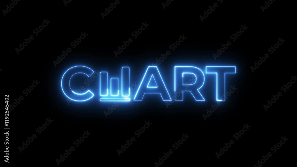 Poster chart sign text on digital technology blue neon motion graphic loop animation style