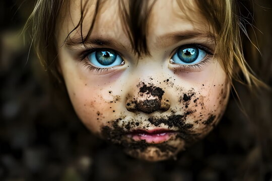 dirty face of a child girl