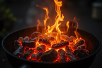 Glowing Embers  Burning Charcoal Briquettes  BBQ Grill Fire