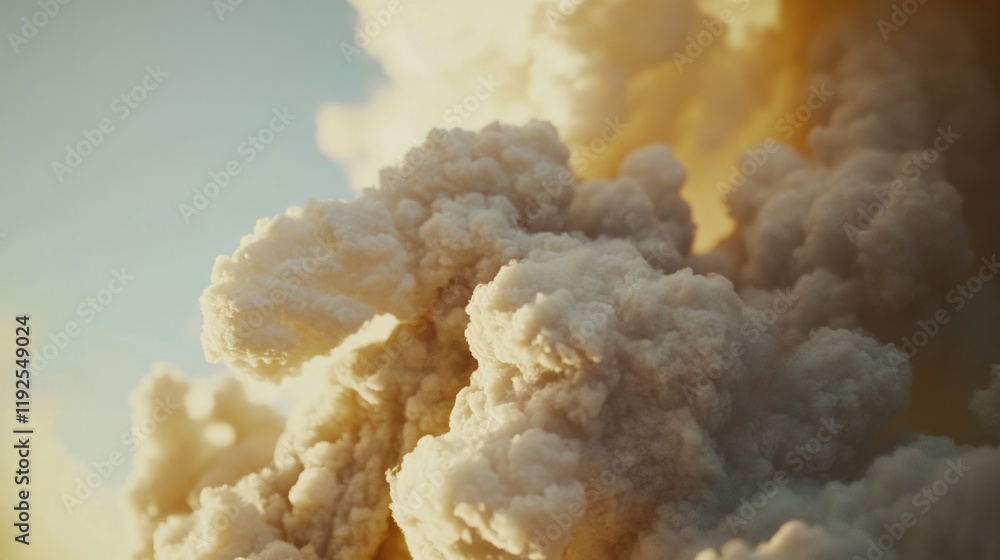 Poster a dense cloud of smoke rises into the sky from an unknown source