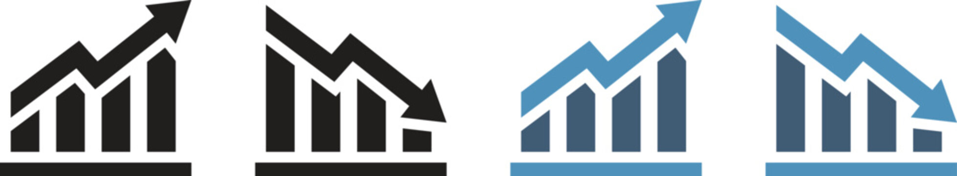 Up and down chart vector icon symbol with silhouette style. Growth and decrease icon in business and others. Vector illustration