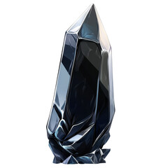 Stunning Black Crystal Obelisk with Reflective Surface and Sharp Edges