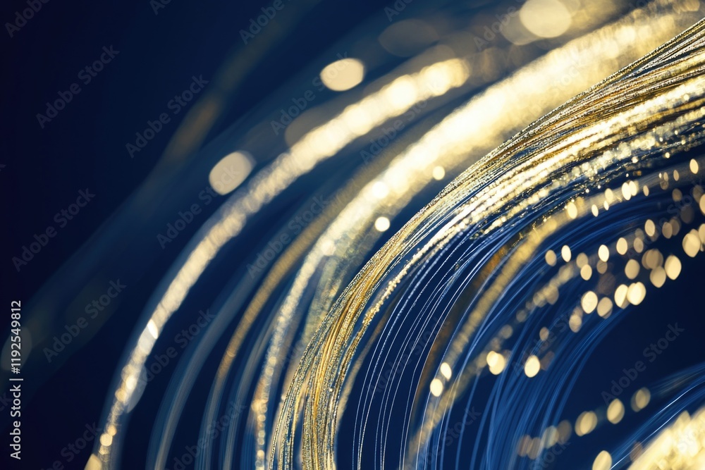 Poster Close-up shot of a gold and blue abstract background with geometric patterns