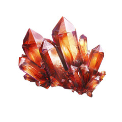 Vibrant Red Orange Crystals Cluster with Sharp Edges and Glossy Surface