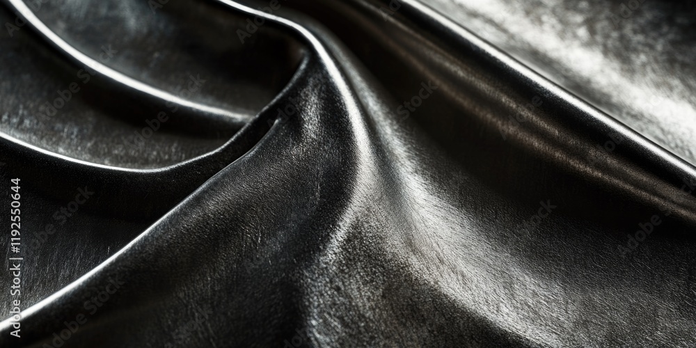 Poster a close-up view of a shiny black fabric with subtle sheen, ideal for use in product or fashion photo