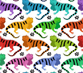 rainbow colorful  lizards seamless patttern, vector illustration repeat design print