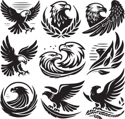 set of birds silhouette