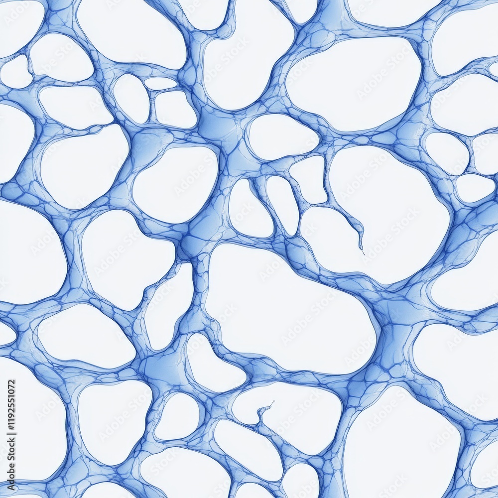 Aufkleber intricate abstract network of interconnected blue shapes forming organic, web like patterns resembli