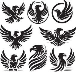 Naklejka premium set of bird wings silhouette