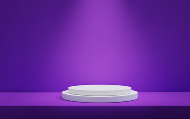 3D Minimalistic purple background with a podium Studio scene with platform for product presentation