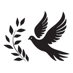 dove with an olive branch icon vector illustration on white background