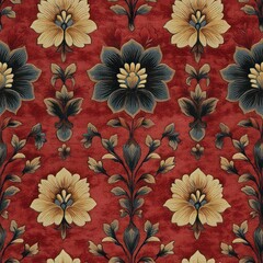 Seamless willow-patterned flowers textile carpet pattern background