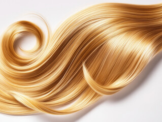 Smooth golden hair strands flowing elegantly on a light background showcasing natural shine and texture