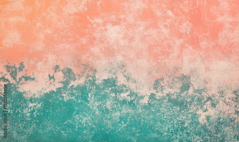 Aufkleber abstract textured wall with gradient colors of peach and teal, showcasing a blend of soft hues and r